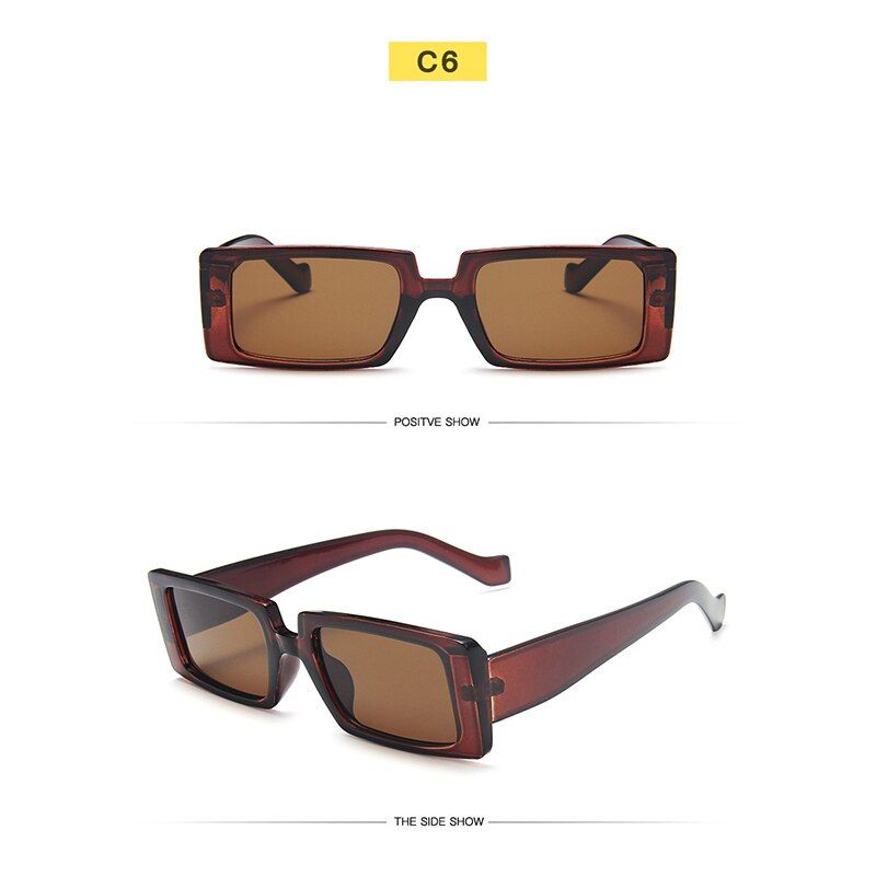 6Fashion Sunglass for Women Vintage Transparent Rectangle uv400 Brand Designer Luxury sun glasses oculos Gafas 2020 Outdoor beach