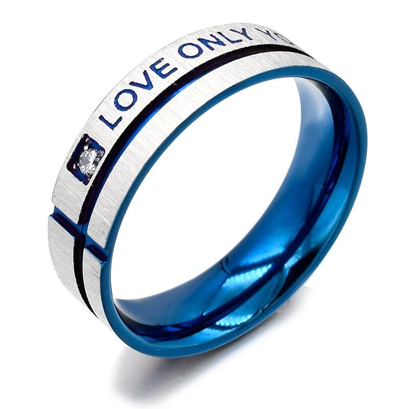 ATGO Fashion Jewelry 316L Stainless Steel Simple Circle "Love Only You" Couple Rings,Wedding Ring,Engagement Rings BR003