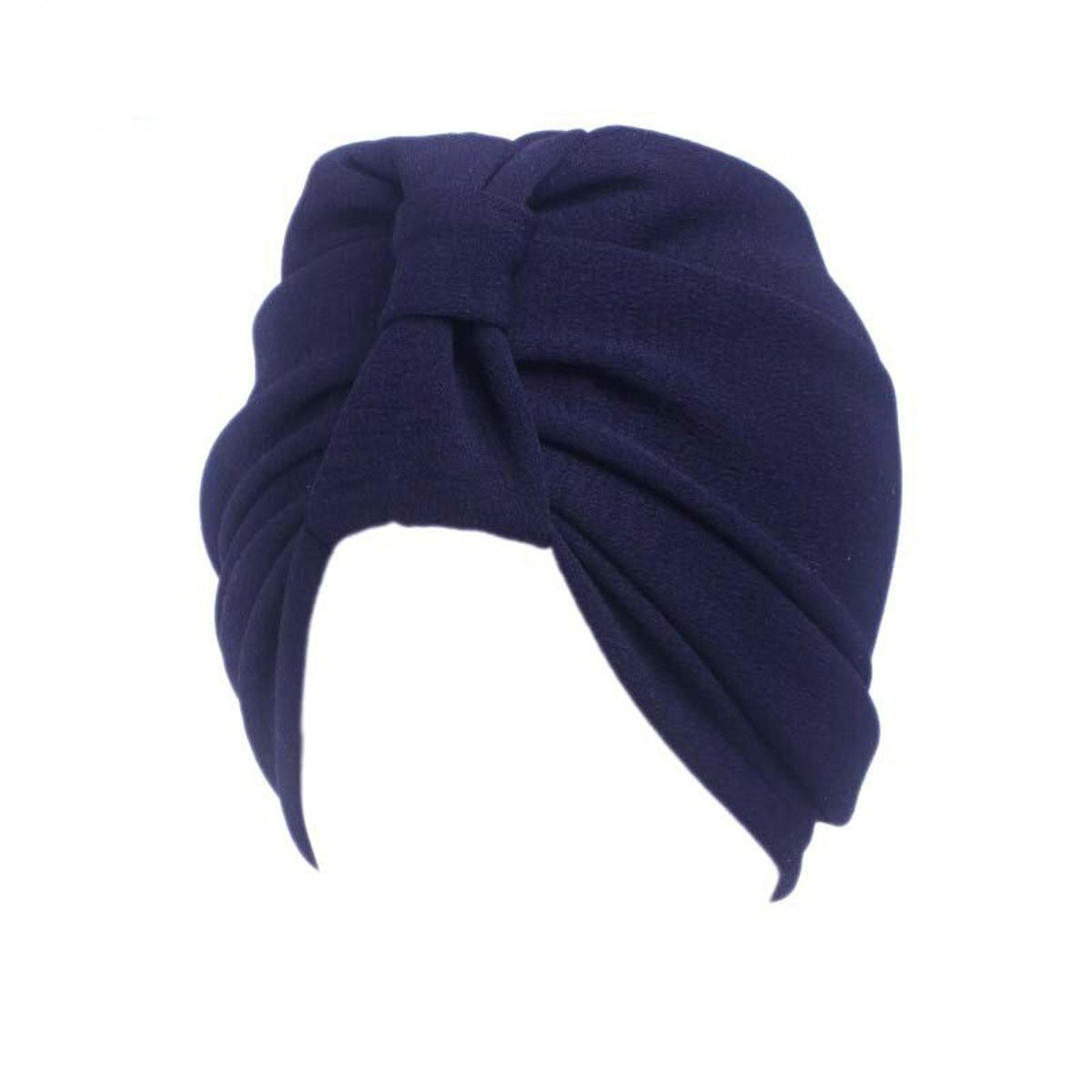 2019 Muslim Cotton Bowknot Stretch Turban Ruffle Hair Hats Beanie Bandanas Scarf Head Wrap Headwear for Women 07