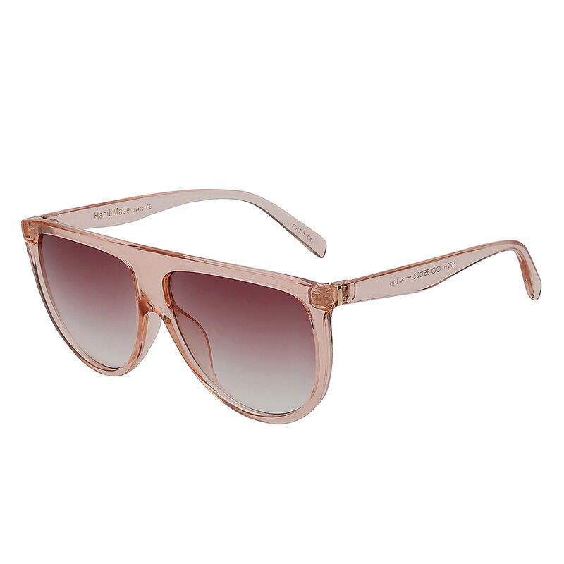 Pink w brown lensWoman Sunglasses Brand Designer Unisex Oversized Sunglasses Female Oversize Eyewear Vintage Sun Glasses Flat Top Fashion