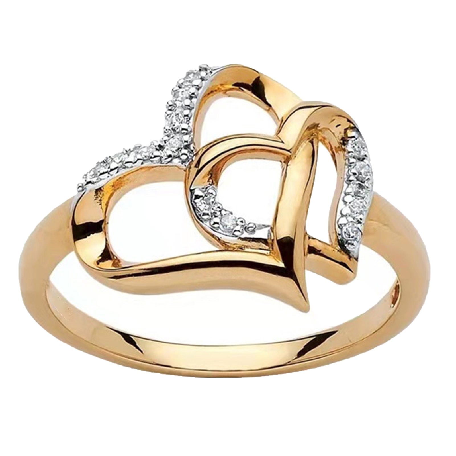 Finger Ring Elegant Hollow Double Heart Women Wedding Band