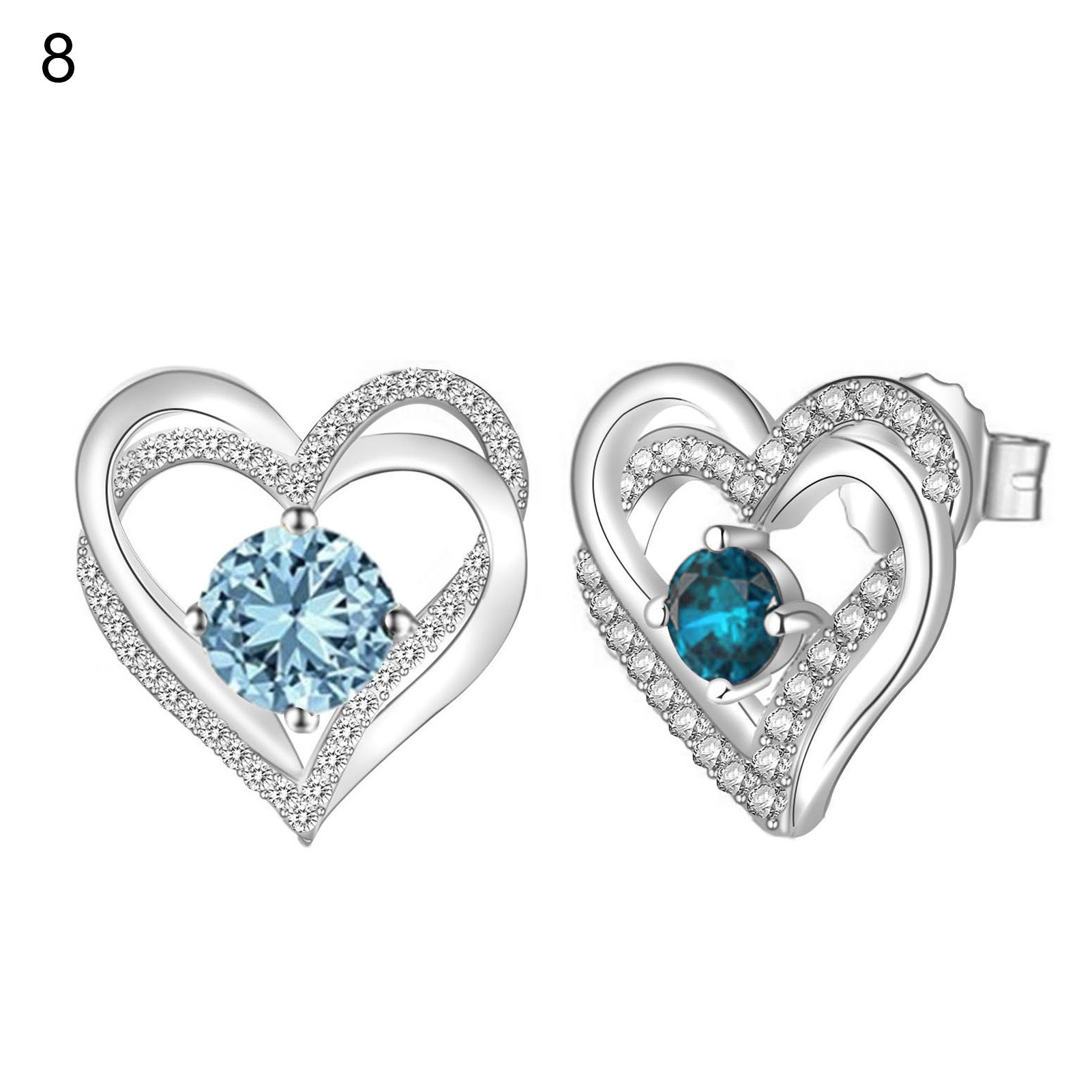 1 Pair Heart Shape Women Earrings Exquisite Alloy Rhinestone Shiny Stud Earrings Jewelry Accessory