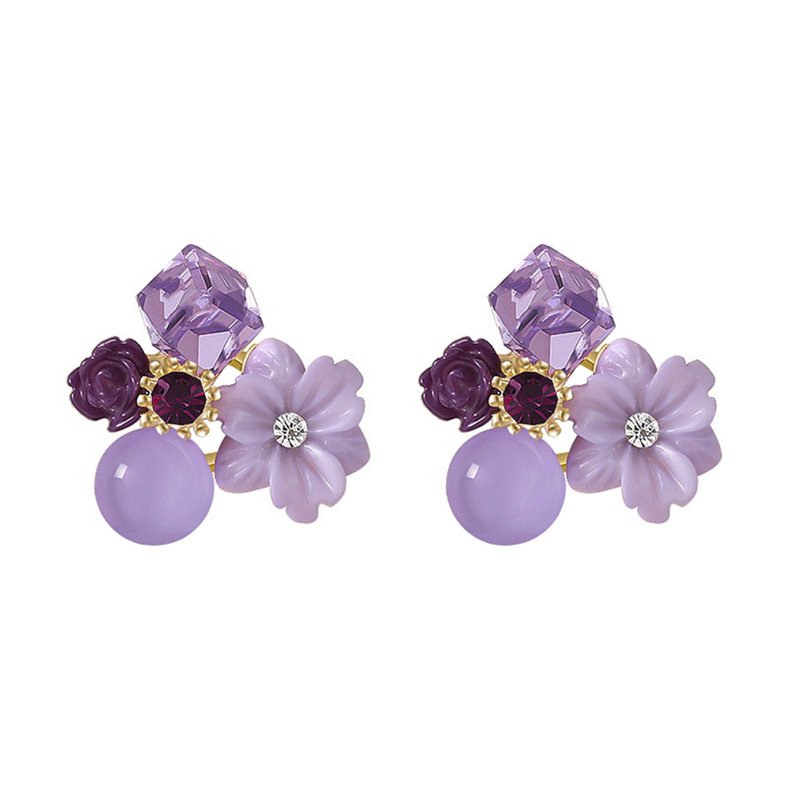 Elegant Earrings Fine Workmanship All Match Cubic Flower Stud Earrings