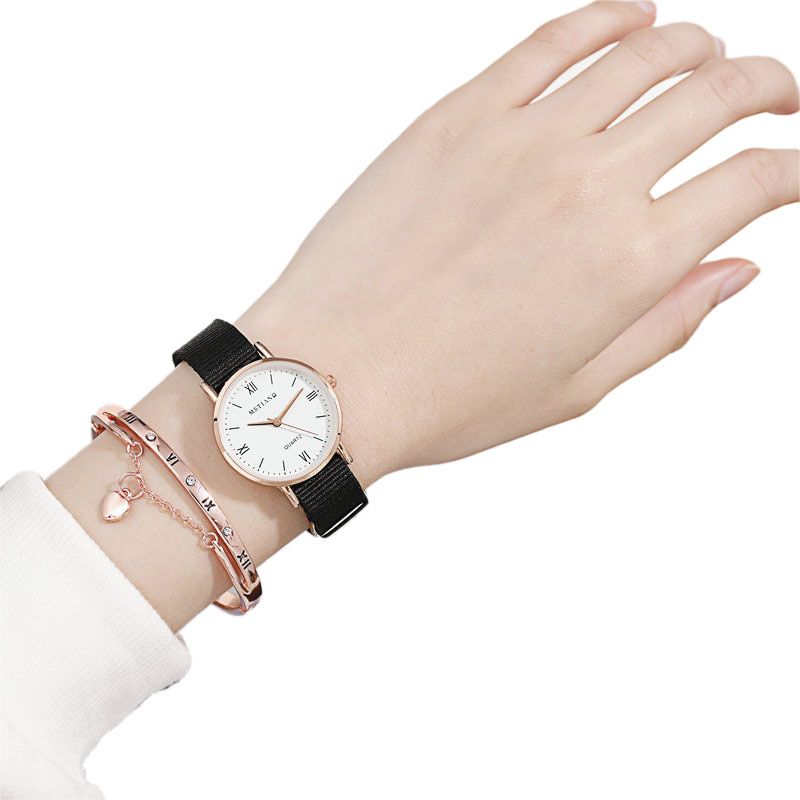 Canvas Watch Female Small Style Korean Style Simple Temperament Girl Forest Art Fresh Girl Watch