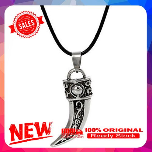 Men Fashion Punk Titanium Steel Domineering Wolf Tooth Pendant Necklace Jewelry