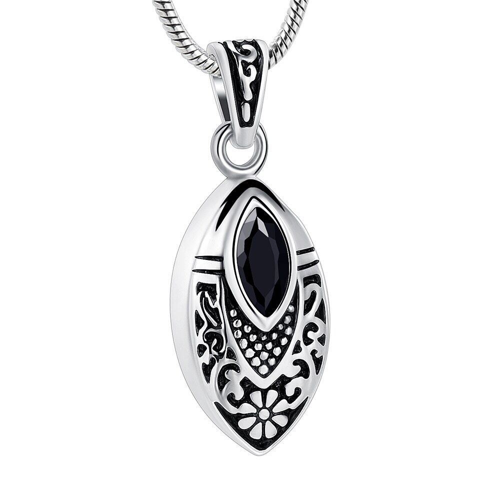 K8394 Flower Teardrop Urn Necklaces Stainless Steel Inlay Multi-colored Crystal Keepsake Memorial Cremation Jewelry for Ashes(null)