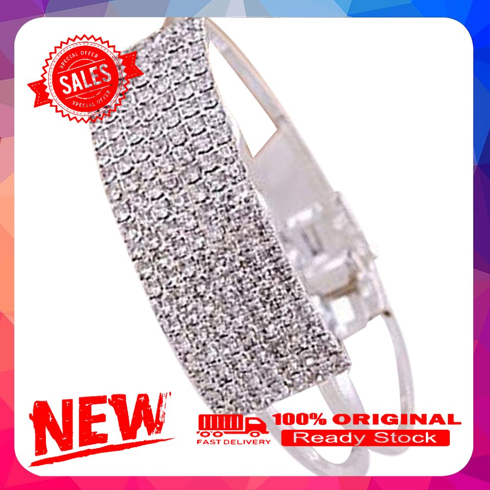 Women Fashion Shiny Rhinestone Bracelet Cuff Bangle Hand Chain Jewelry Gift
