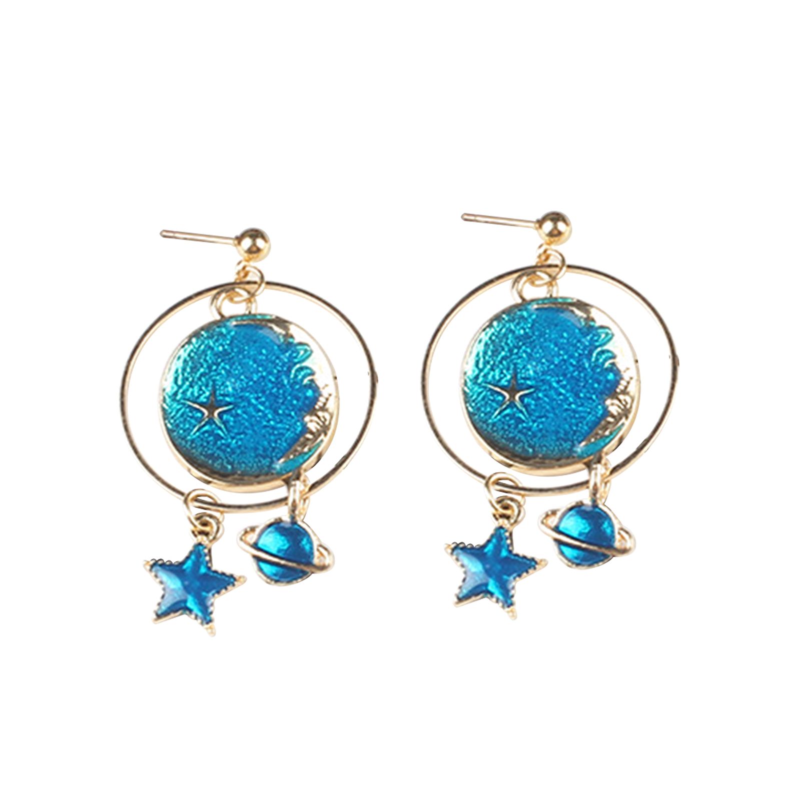 Stud Earrings Cartoon Planet Star Exquisite All Match Clip Earrings