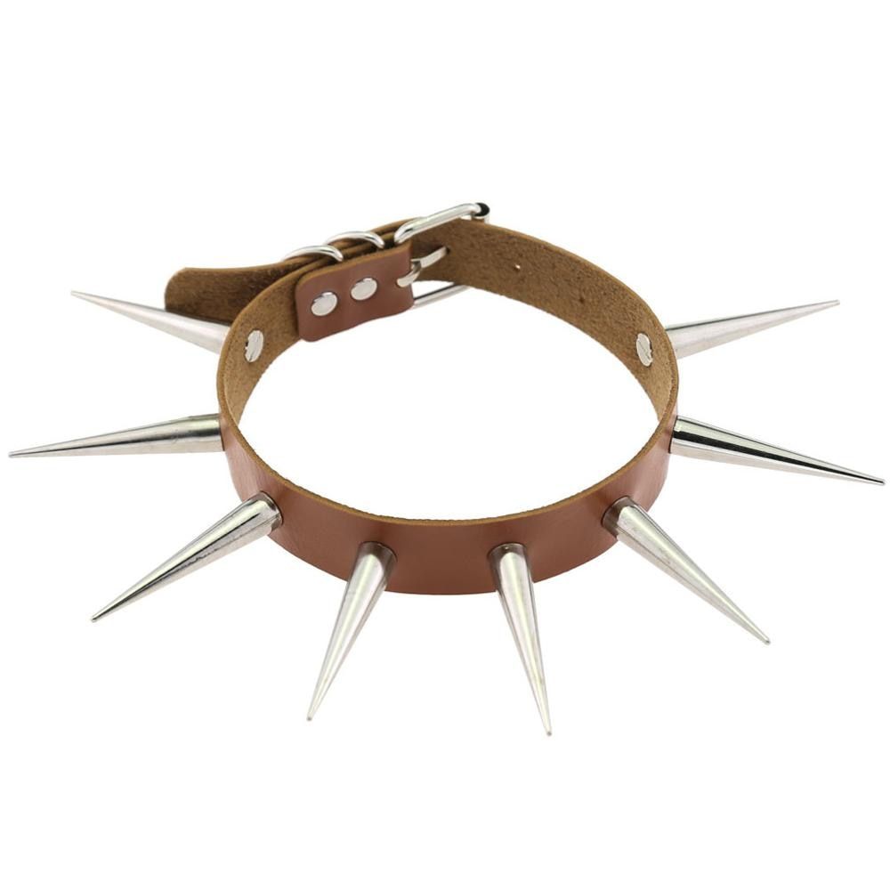 Big Long Spiked Choker Punk Collar Women Men Rivets Studded Chocker Chunky Necklace  Goth Jewelry Metal Gothic Emo