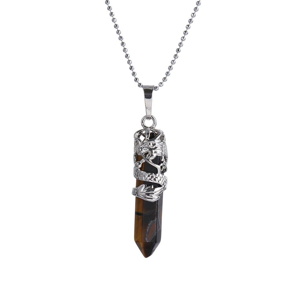 2020 Reiki Pendulum Natural Stone Amulet Healing Crystal Pendant Necklace Meditation Hexagonal Pendulums for Men Women Jewelry