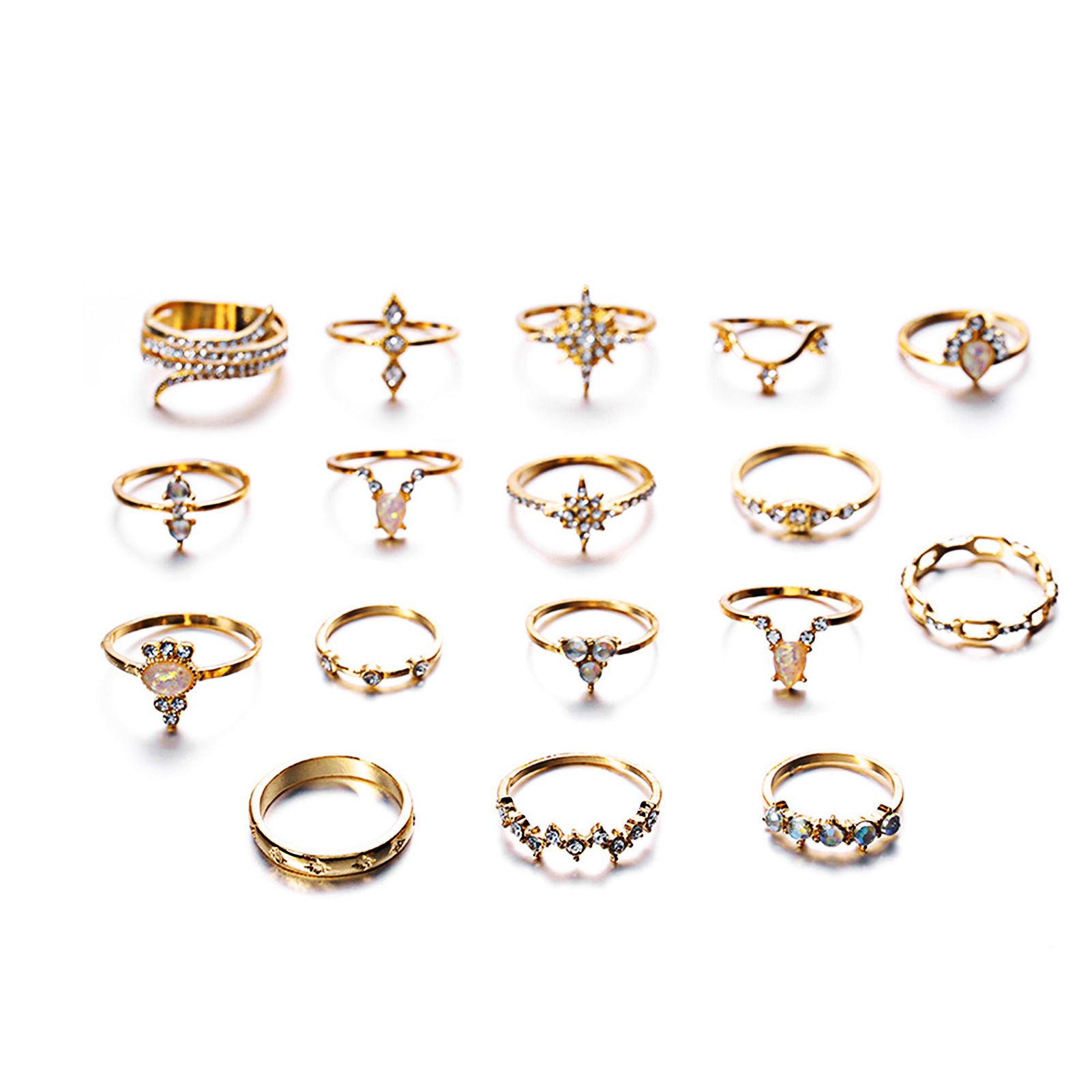 Knuckle Rings Unique Carved Retro Women Faux Gem Knuckle Rings