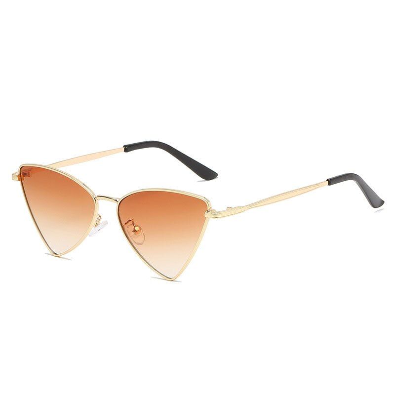 Brown2020 Vintage Luxury Brand Design Triangle Cat eye Sunglasses Women Men Fashion Metal Frame Punk Small Sun Glasses For Female