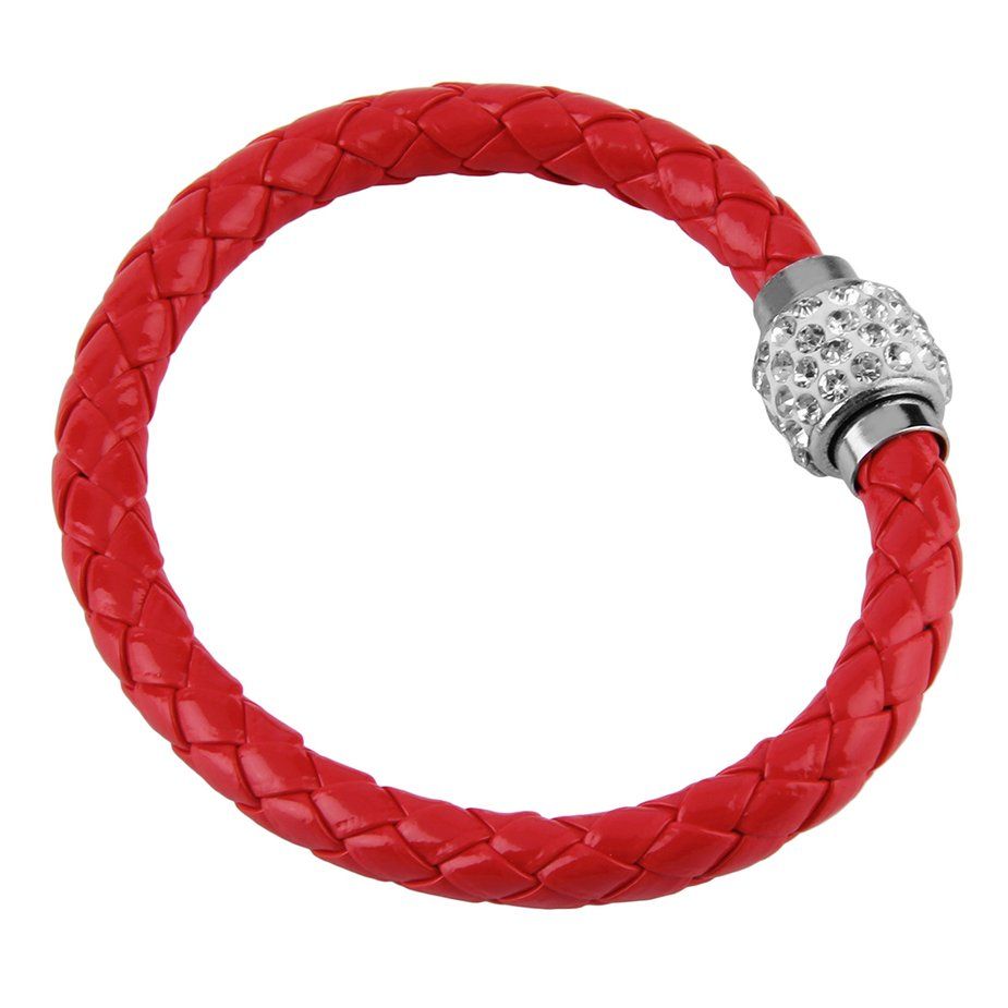 Fashion Bracelet Magnetic Rhinestone Buckle Bracelet Bangle Leather Wristband