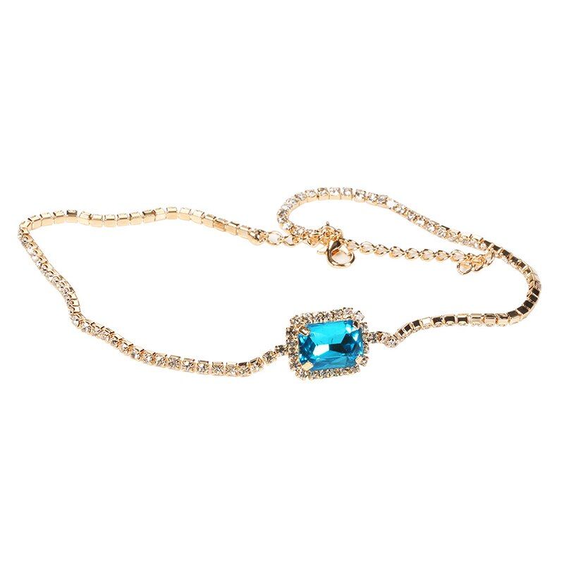 Women' Fashion Square Shaped Zircon Choker Necklace Exquisite Silver Plated Necklace Jewelry for Lady Girl