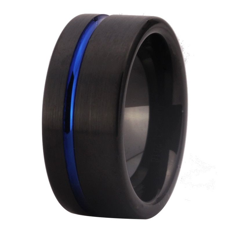 Arrival Classic Rings Fashion Tungsten Wedding Ring For Women Men's Black Plating With Blue Grooved engagement Ring PARTY