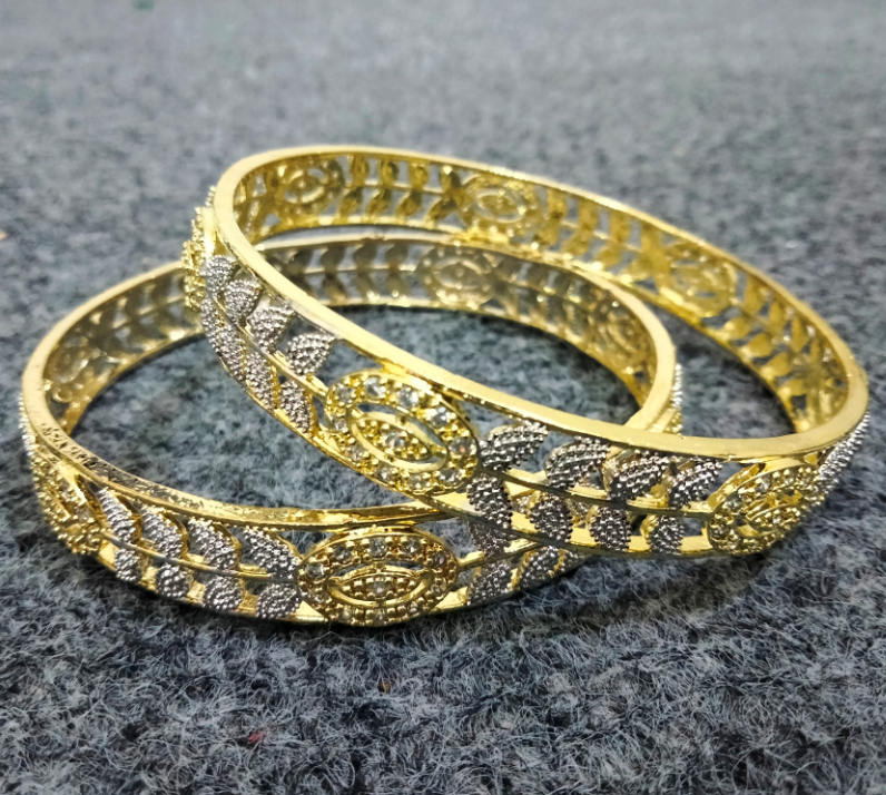 Immaculate finish Smooth edges Startling design  American Diamond cut Bangles 2pcs set