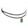 Vintage Square Rhinestone Charm Pendant Double Layer Choker Neckle Jewelry