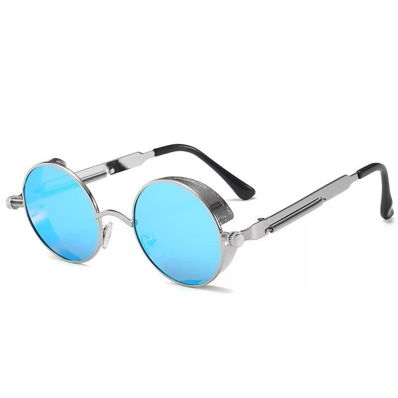 Classic Gothic Steampunk Sun High Quality Men and Women Retro Round Metal Frame Mirror Luxury Brand Designer Sunglasses UV400