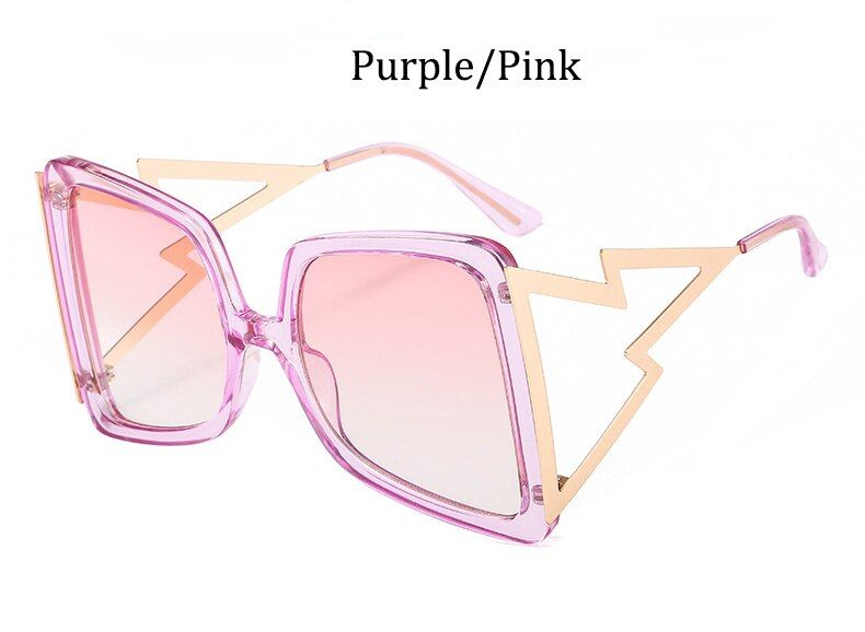 Purple Pinkoversize fashion ladies cat eye sunglasses Vintage Gradient lens glasses fashion butterfly women's sunglasses uv400 shades