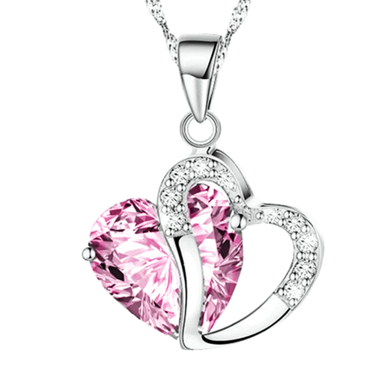 Heart Pendant Women Love Cubic Alloy Shining Luxury Clavicle Necklace Couple Charm