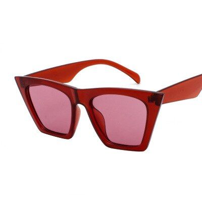 clear redSquare sunglasses Women Personalized cat eyes Colorful glasses trend versatile sunglasses Shade Mirro uv400