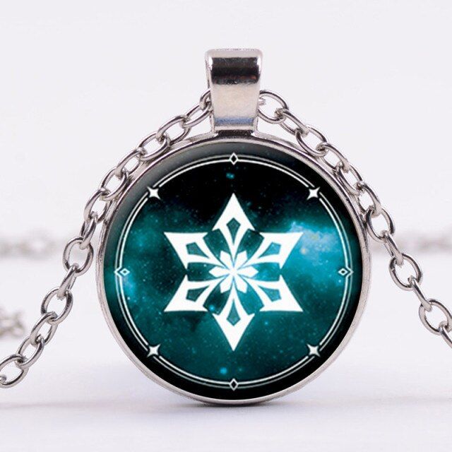 Genshin Impact Pendant Necklace Art Photo Round Glass Choker For Women Jewelry Accessories