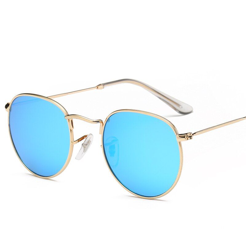 C6Pink classic Round Sunglasses Women men female brand Metal Frames Mirror Lenses Sun Glasses For women retro Male oculos de sol