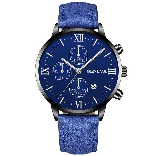 Men Military Watch Three Eyes Ceneva Analog Date Quartz Wristwatch Business Часы Мужские Relogio Masculino