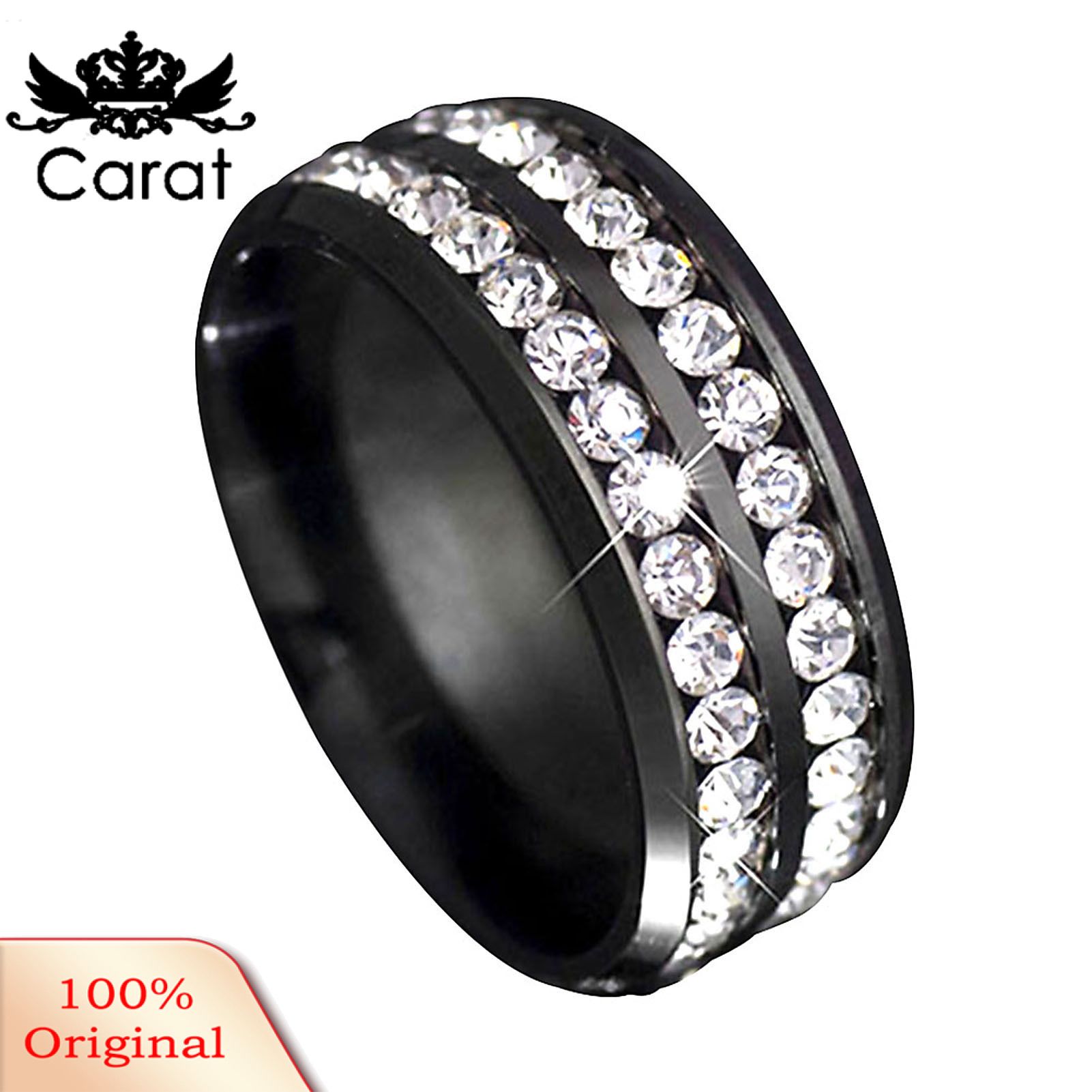 Rhinestone Ring Exquisite Couple Double Rows Rhinestone Ring