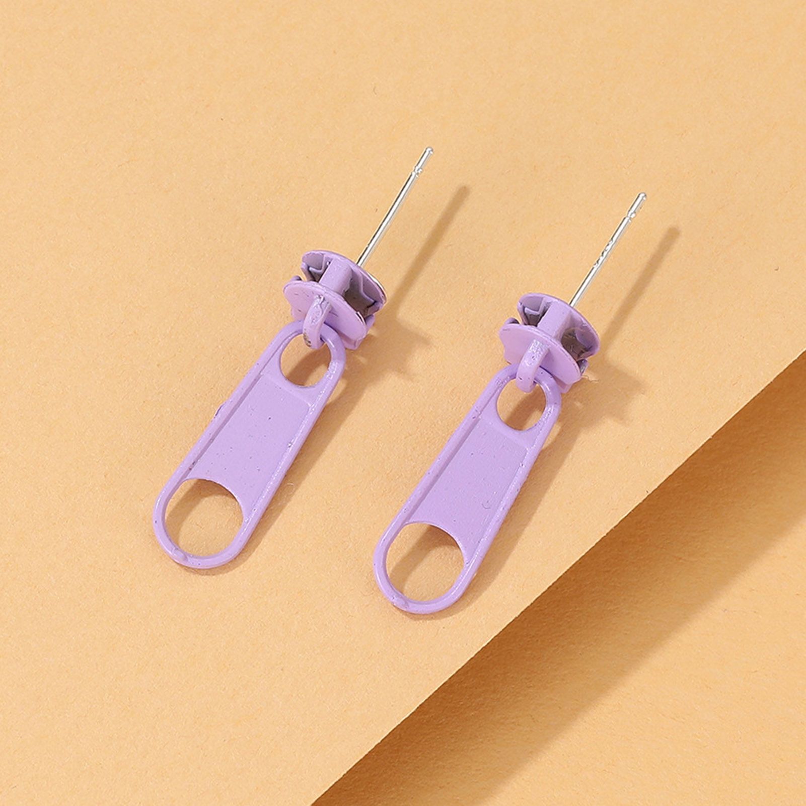 Carat Women Earrings Zipper Shape Cartoon Candy Color Ear Studs