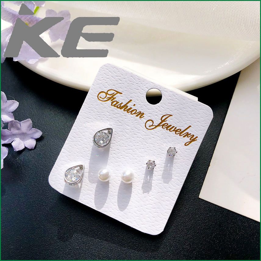 Hypoallergenic earrings Korean fashion geometric zircon three-piece earrings Simple jewelry for gilrs for women low price