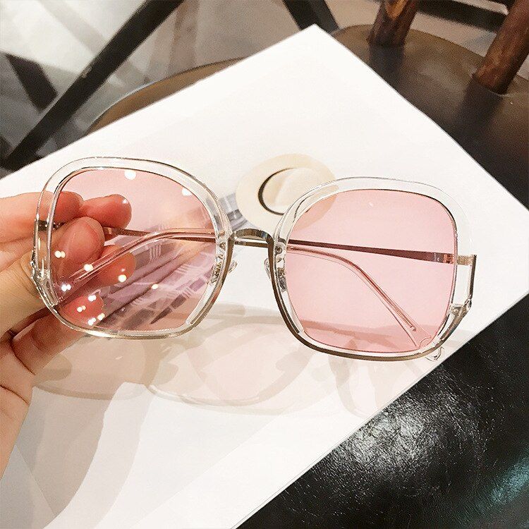 Clear PinkLuxury brand square sunglasses woman 2020 Vintage gradient clear shades Women glasses oversize black sunglasses feminino