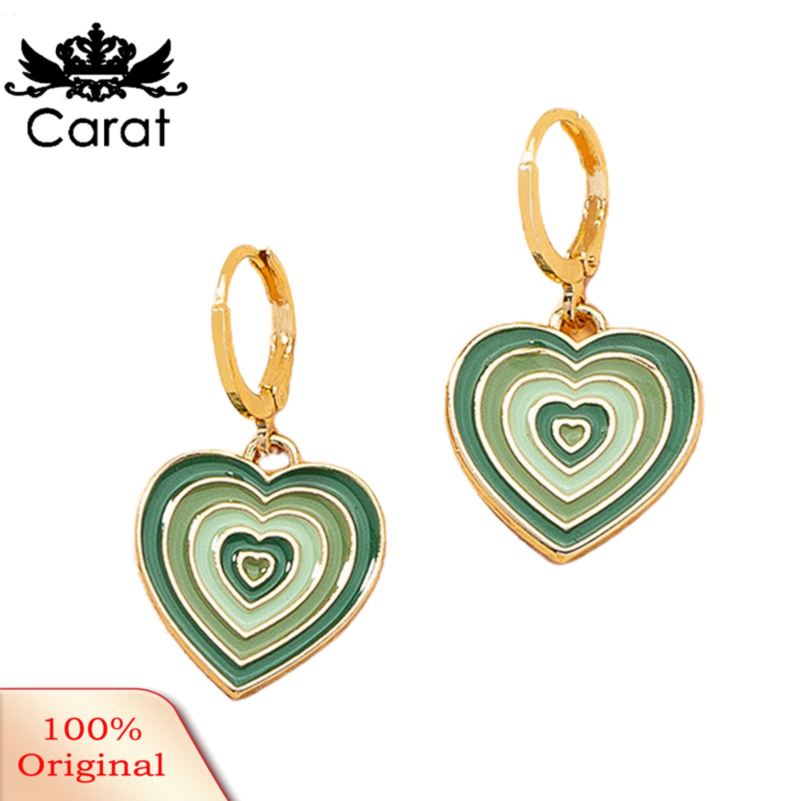 Carat 1 Pair Ear Studs Multi-layered Color Heart Shape Jewelry Exquisite All Match Dangle Stud Earrings for Dating