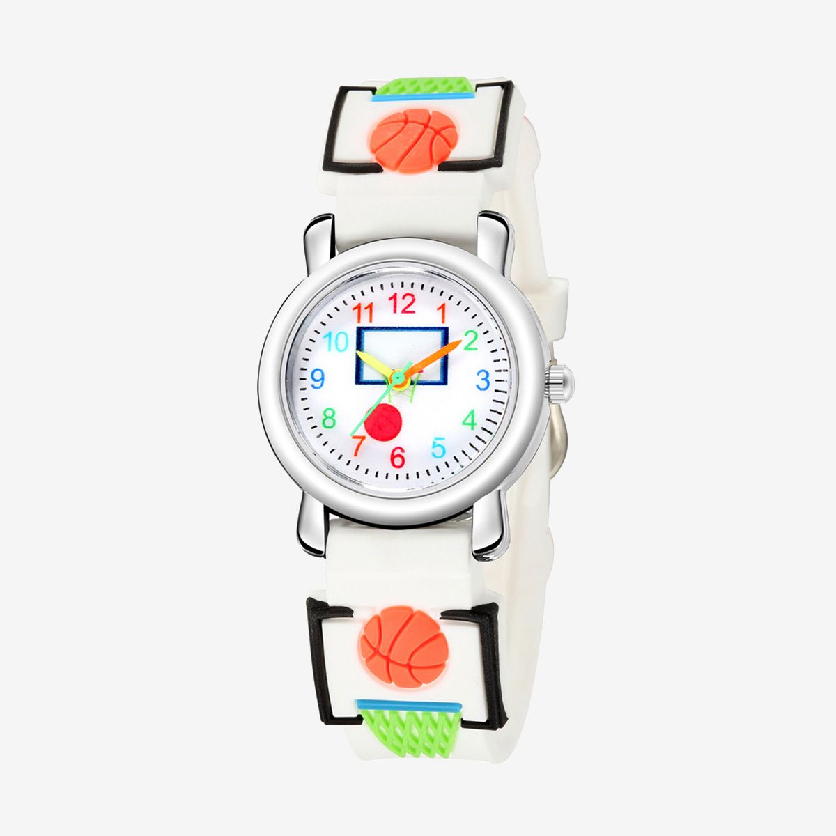 Multicolor Basketball Pattern Cute Boys Sports Girls Gift Adjustable Wrist Watch