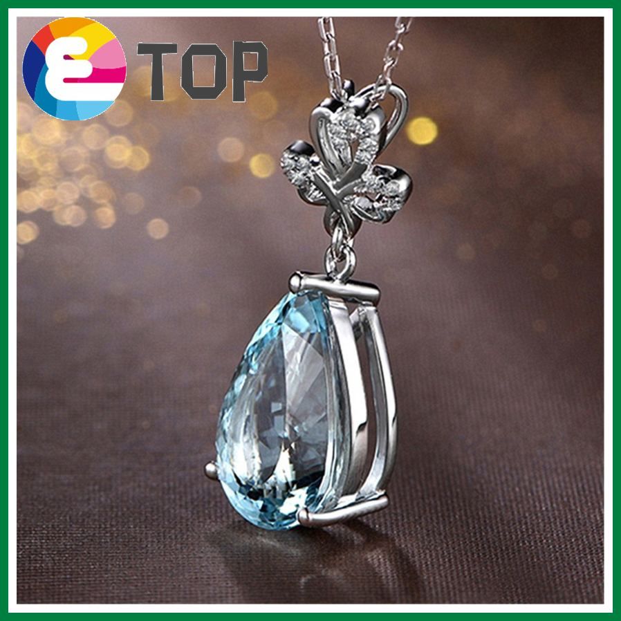 Clover Pendant Natural Aquamarine Pendant K White Gold Plated Diamond Pendant Pendant