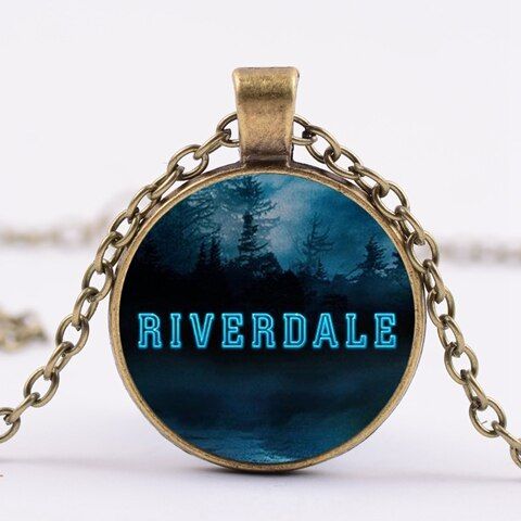 Mysteries of Riverdale Pendant Necklace South Side Serpents Pop Glass Cabochon Bronze Color Handmade Punk Fashion Jewelry