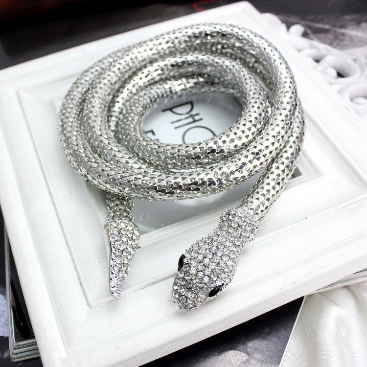 Punk Crystal Gold Plated Magnetic Snake Necklace For Women Magnet Snake Chain On Neck Choker Female Jewelry Party Nightclub Gift