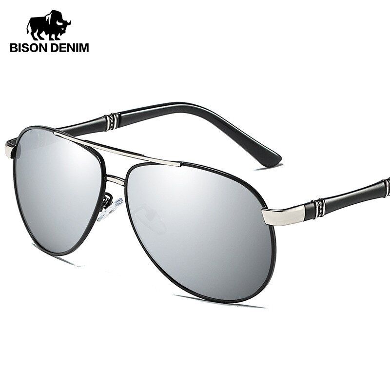 GrayBISON DENIM Fashion Fishing Driving Sunglasses UV400 Polarized Brand Men Square Glasses Metal Frame Sun Glasses for Male Y9542