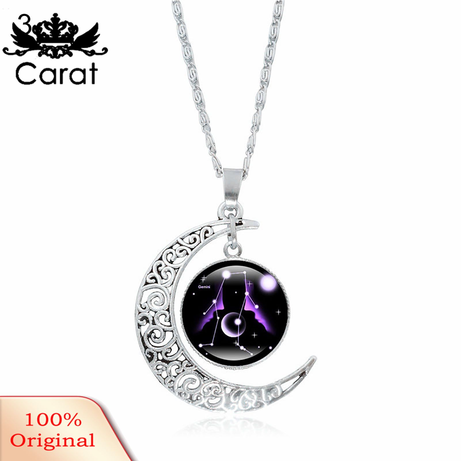 Women 12 Constellation Moon Alloy Electroplating Elegant Pendant Necklace for Valentine Day