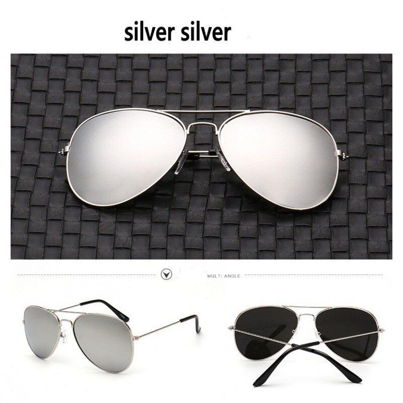 silver silverHDSUNFLY Classic Aviation Sunglasses Men Sunglasses Women Driving Mirror Male and Female Sun glasses Points Pilot Oculos de sol