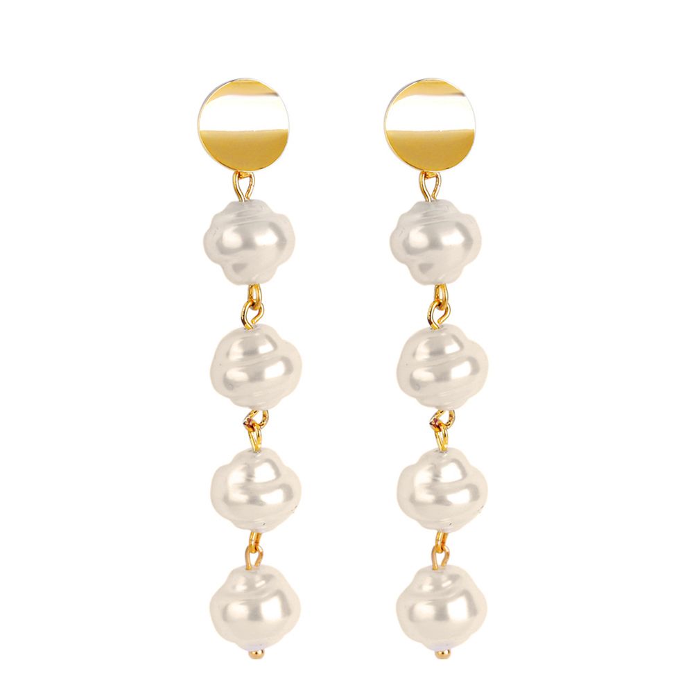 Women Faux Pearl Geometric Dangle Long Eardrop Leaverback Earrings Jewelry Gift