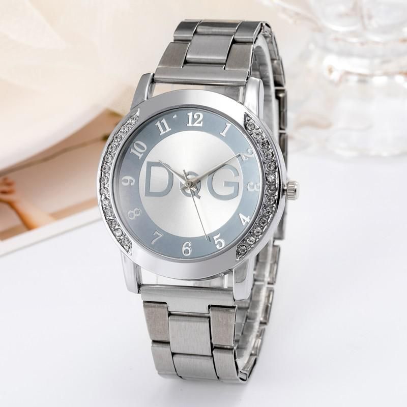 Top DG brand ladies watch European and American popular style luxury diamond stainless steel ladies casual fashion sports watch