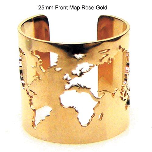 Travel Peace Jewelry Stainless Steel 20 25mm Wide World Map Cut-out Fine Polished Circle Angle Openable Adjustable Finger Ring