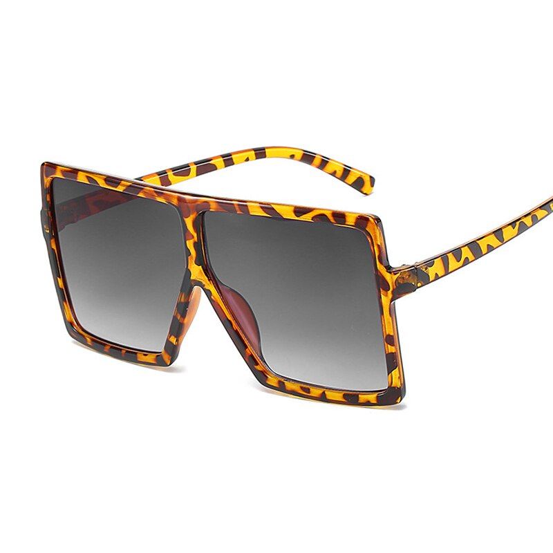 Leopard GrayNew Square Sunglasses Women Sun Glasses Female Lady Eyewear Eyeglasses Plastic Frame Clear Lens UV400 Shade Fashion Driving
