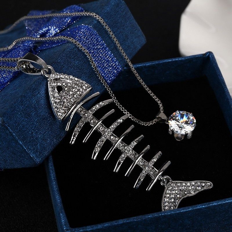 Long Necklaces & Pendants for Women Maxi Collier Femme fish bones Chain Fashion Necklace Statement Colar Accessories Jewelry