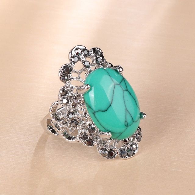 Gukin Bohemian Jewelry Vintage Big Crystal Wedding Rings For Women Statement Natural Stone Ring Wholesale