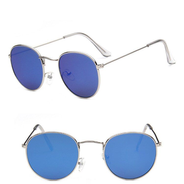 SilverBlueYoovos 2019 Vintage Round Sunglasses Women Luxury Brand Classic Glasses Men Street Beat Mirror Party Oculos De Sol Gafas UV400