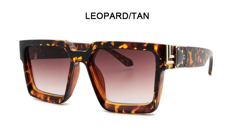 C82021 Fashion Luxury Brand Designer Oversized Square pilot Sunglasses Men Women Vintage Shield Cool Ins Sun Glasses Oculos De Sol