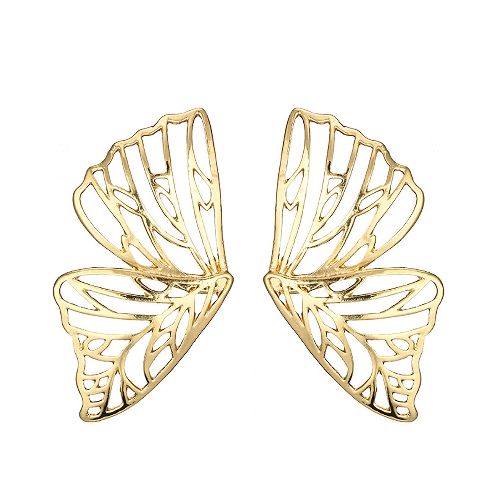 Women Solid Color Dainty Pendant Exaggerated Butterfly Hollow Earrings for Party
