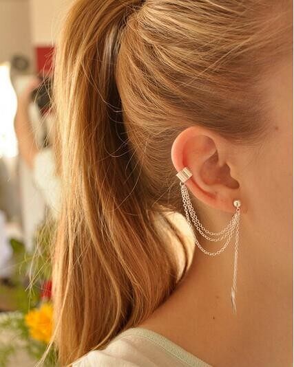 1 Piece Earring Jewelry Fashion Metal Ear Clip Leaf Tassel Earrings For Women Gift Pendientes Ear Cuff Caught In Cuffs Ear Ring for Girls at Party, Wedding Ceremony, Dating, Birthday